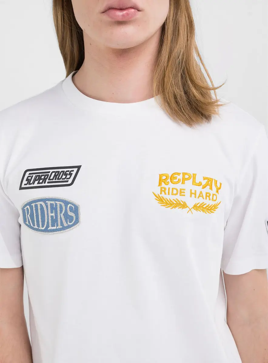 Camiseta Masculina Corte Reto Riders Branca Branco Lcecci
