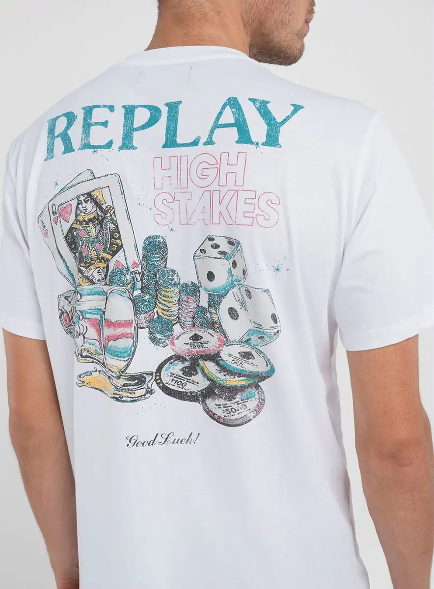 Camiseta Masculina Reta Graphic Replay Preto Lcecci