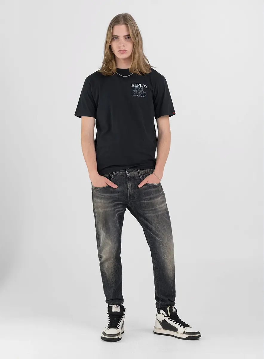 Camiseta Masculina Reta Graphic Replay Preto Lcecci
