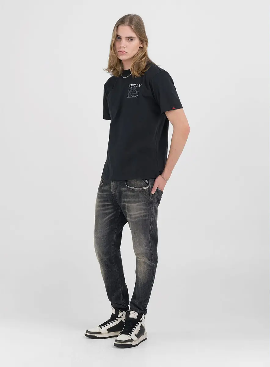 Camiseta Masculina Reta Graphic Replay Preto Lcecci