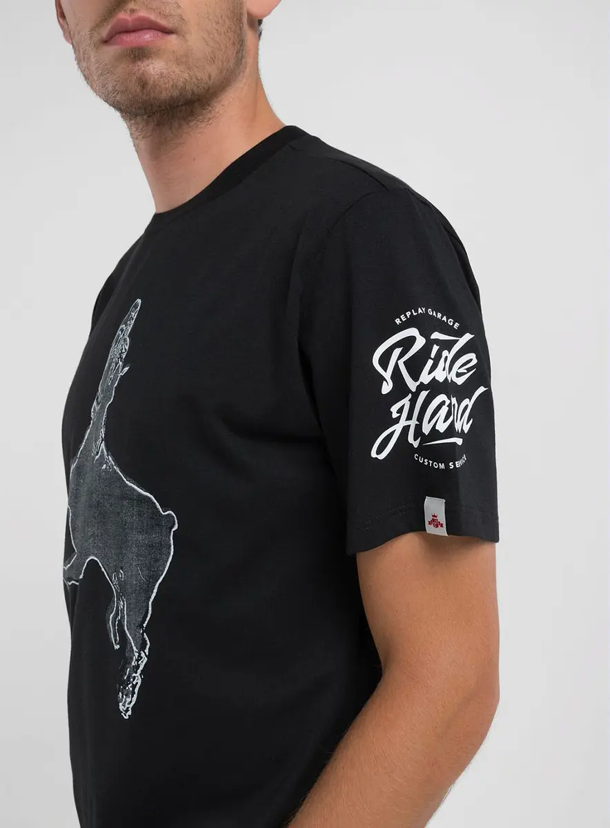 Camiseta Masculina Clássica Estampada Branca Preto Lcecci