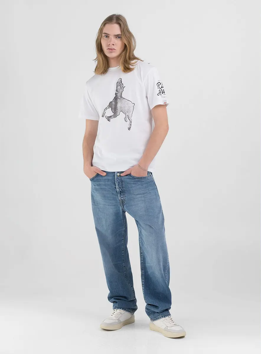 Camiseta Masculina Clássica Estampada Branca Preto Lcecci