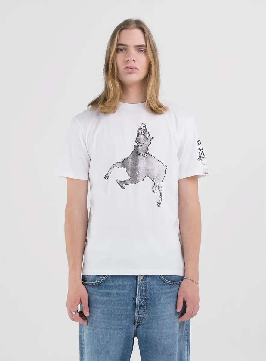 Camiseta Masculina Clássica Estampada Branca Preto Lcecci