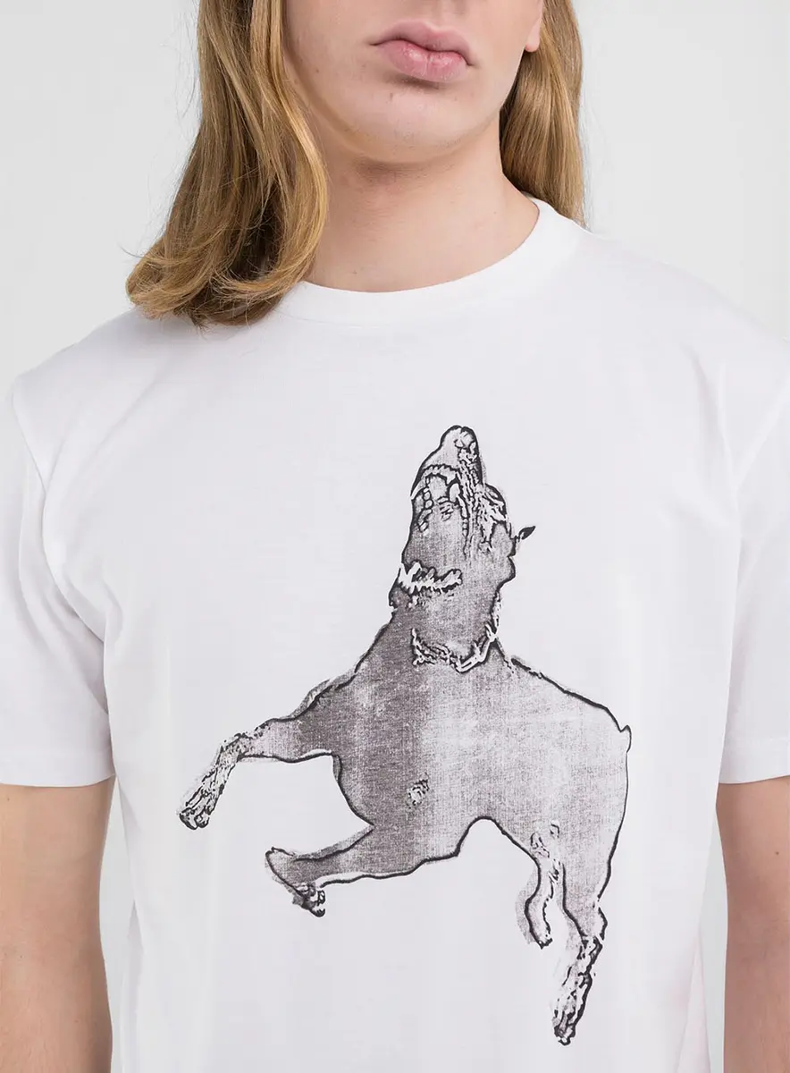 Camiseta Masculina Clássica Estampada Branca Preto Lcecci