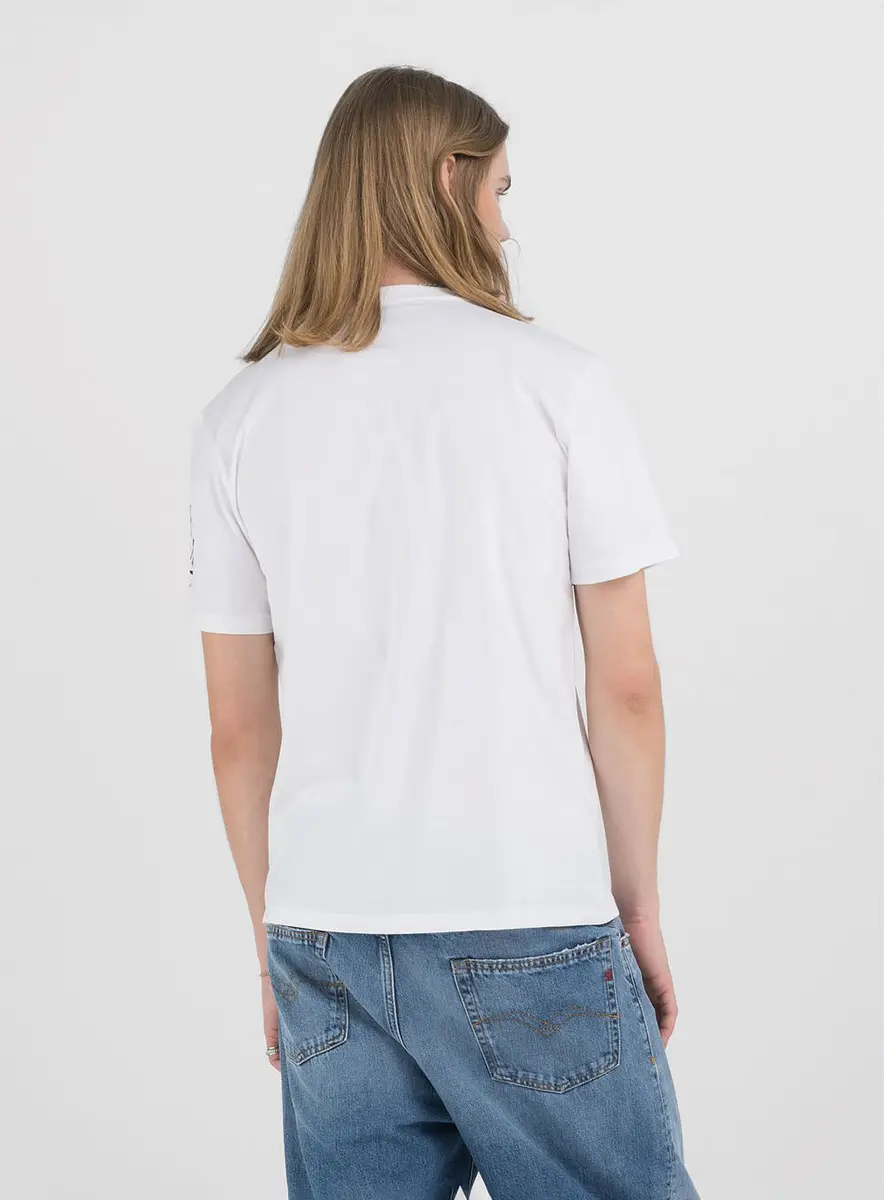 Camiseta Masculina Clássica Estampada Branca Preto Lcecci