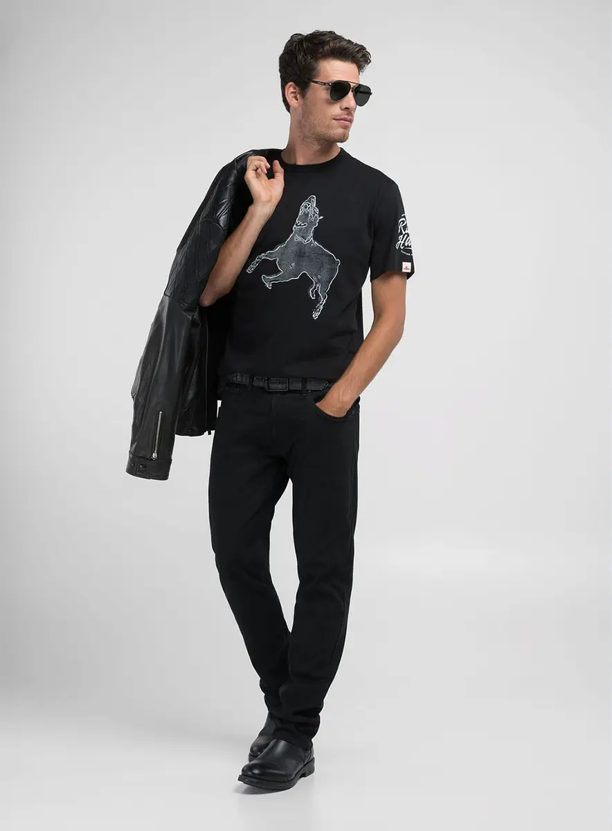 Camiseta Masculina Clássica Estampada Branca Preto Lcecci