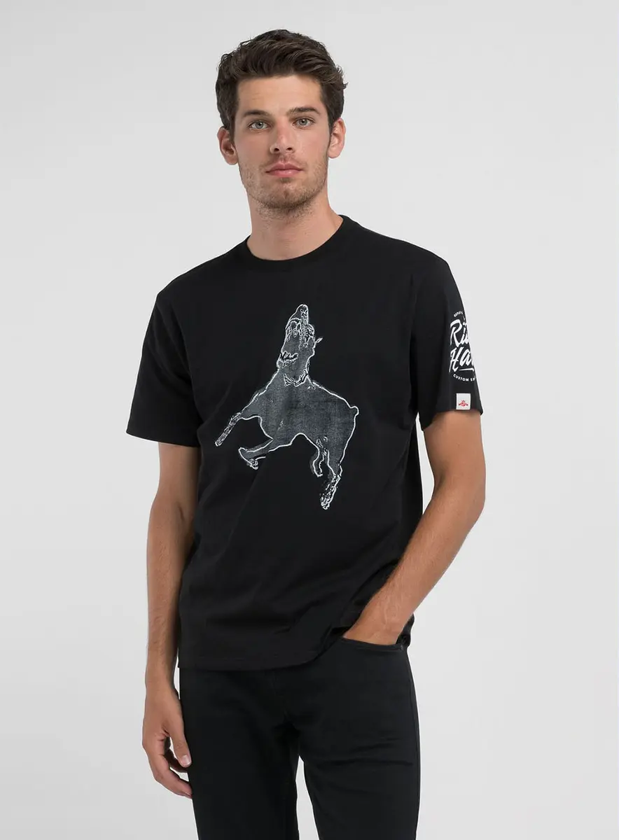 Camiseta Masculina Clássica Estampada Branca Preto Lcecci