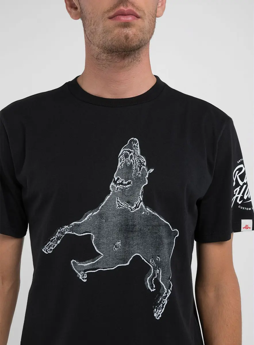Camiseta Masculina Clássica Estampada Branca Preto Lcecci
