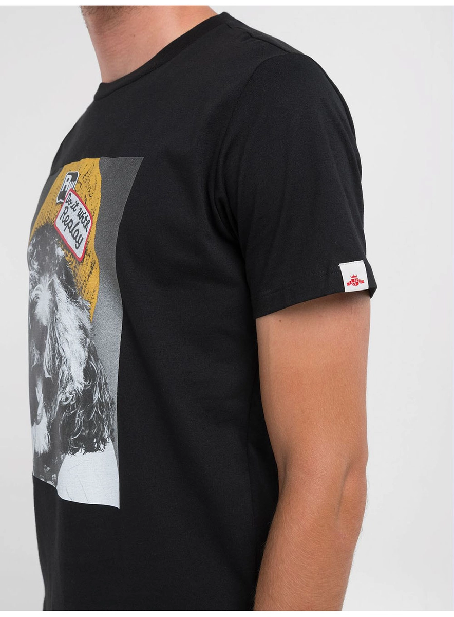 Camiseta Masculina Regular Slim Estampada Preto Lcecci