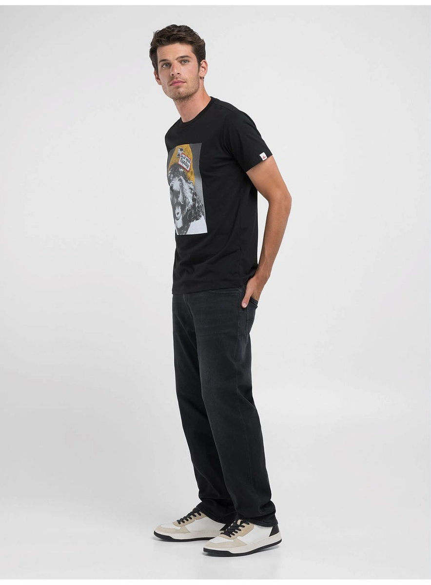 Camiseta Masculina Regular Slim Estampada Preto Lcecci