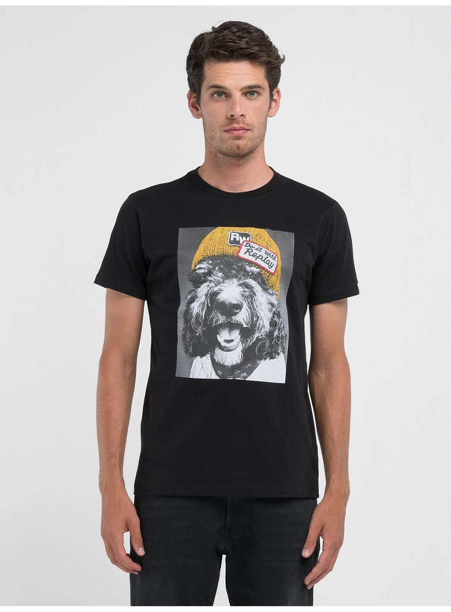 Camiseta Masculina Regular Slim Estampada Preto Lcecci