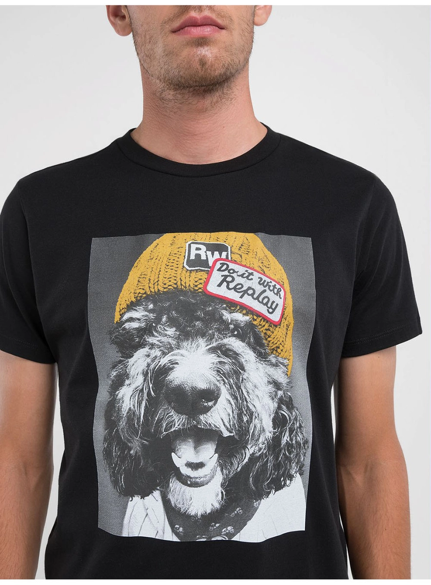 Camiseta Masculina Regular Slim Estampada Preto Lcecci