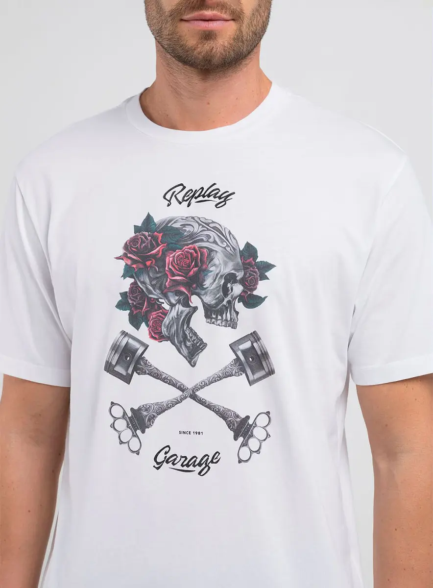 Camiseta Garage Skull Roses Preto Lcecci