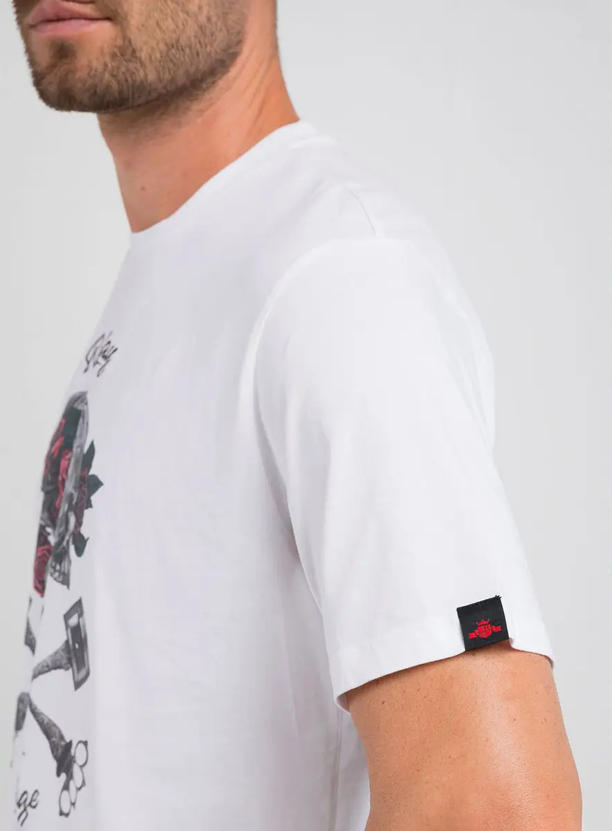 Camiseta Garage Skull Roses Preto Lcecci