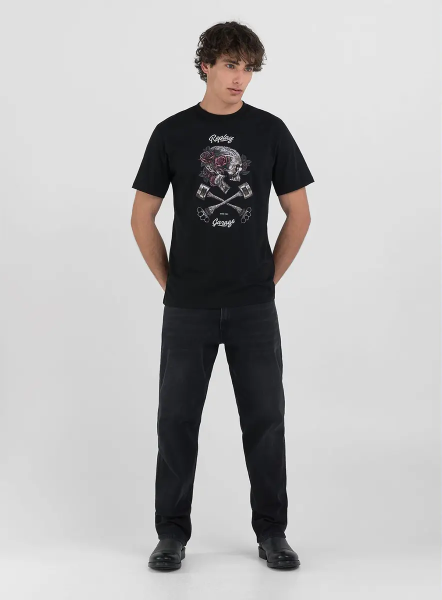 Camiseta Garage Skull Roses Preto Lcecci