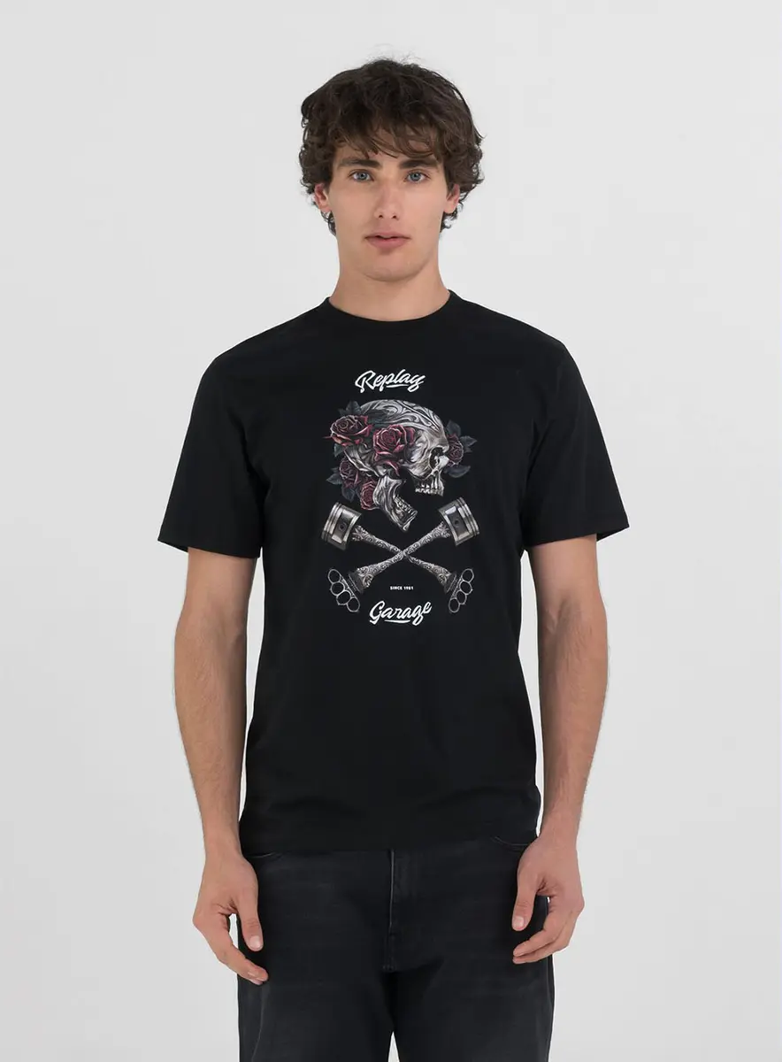 Camiseta Garage Skull Roses Preto Lcecci