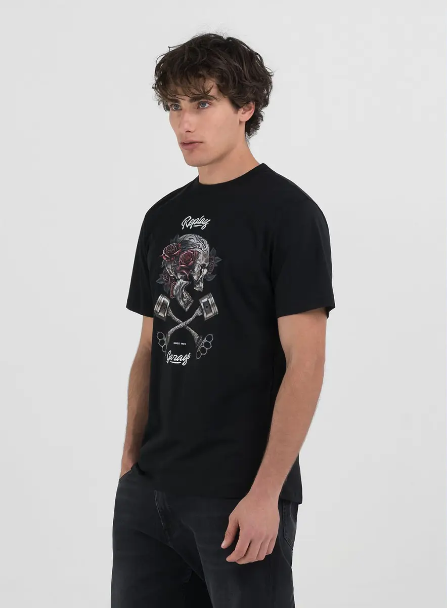 Camiseta Garage Skull Roses Preto Lcecci