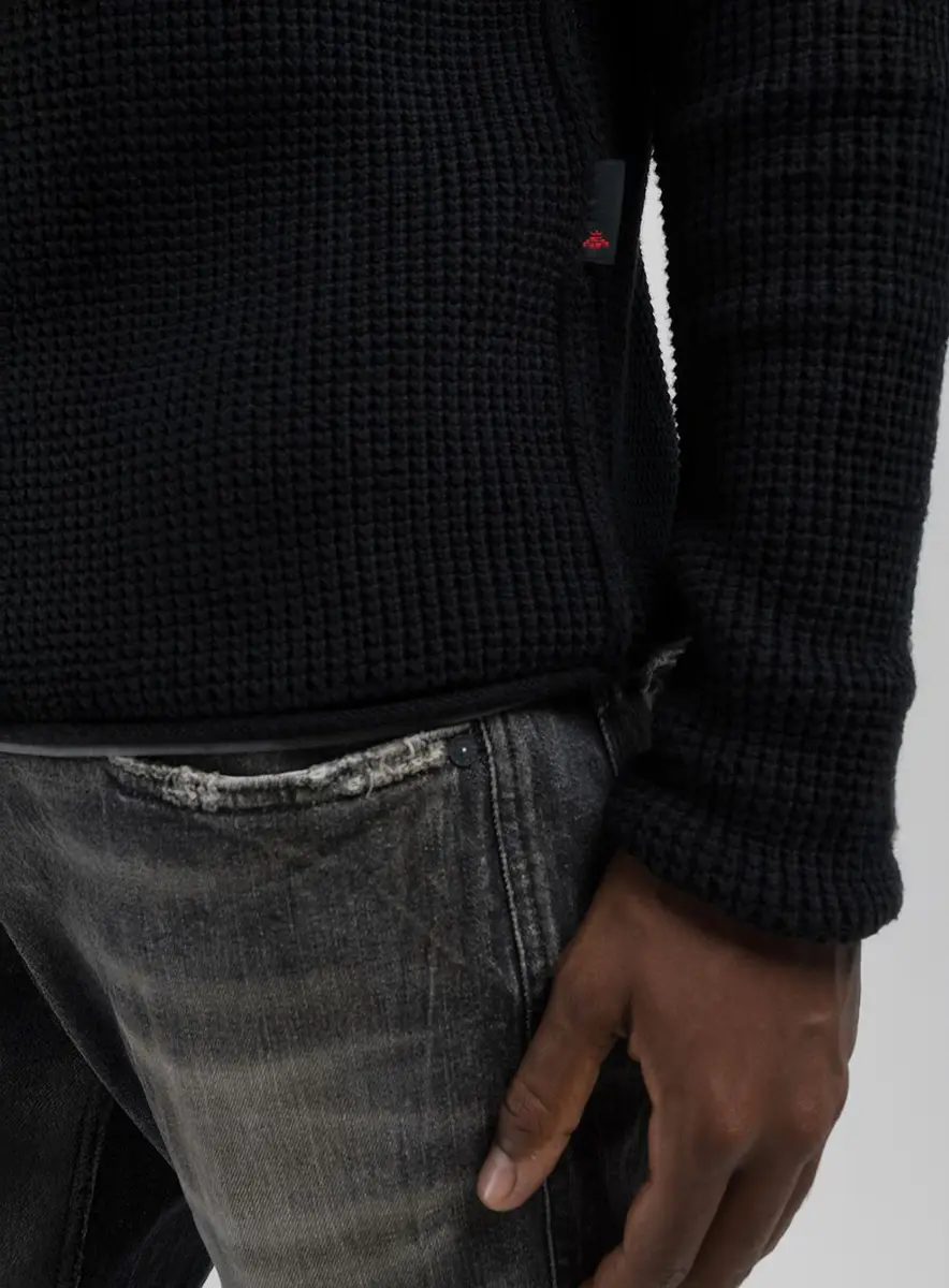 Suéter Masculino Tricô Waffle Básico Preto Lcecci