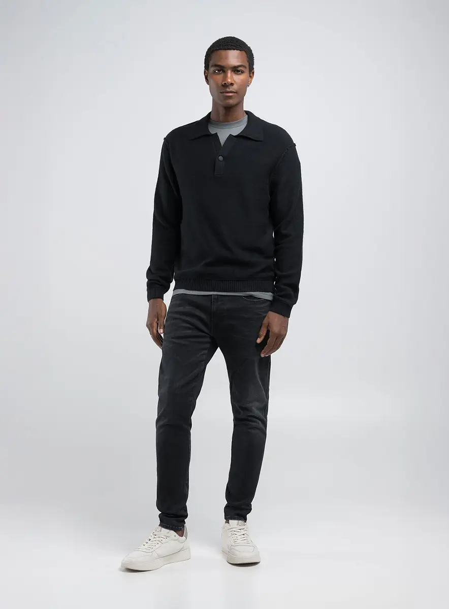 Suéter Masculino Polo Conforto Essencial Preto Lcecci