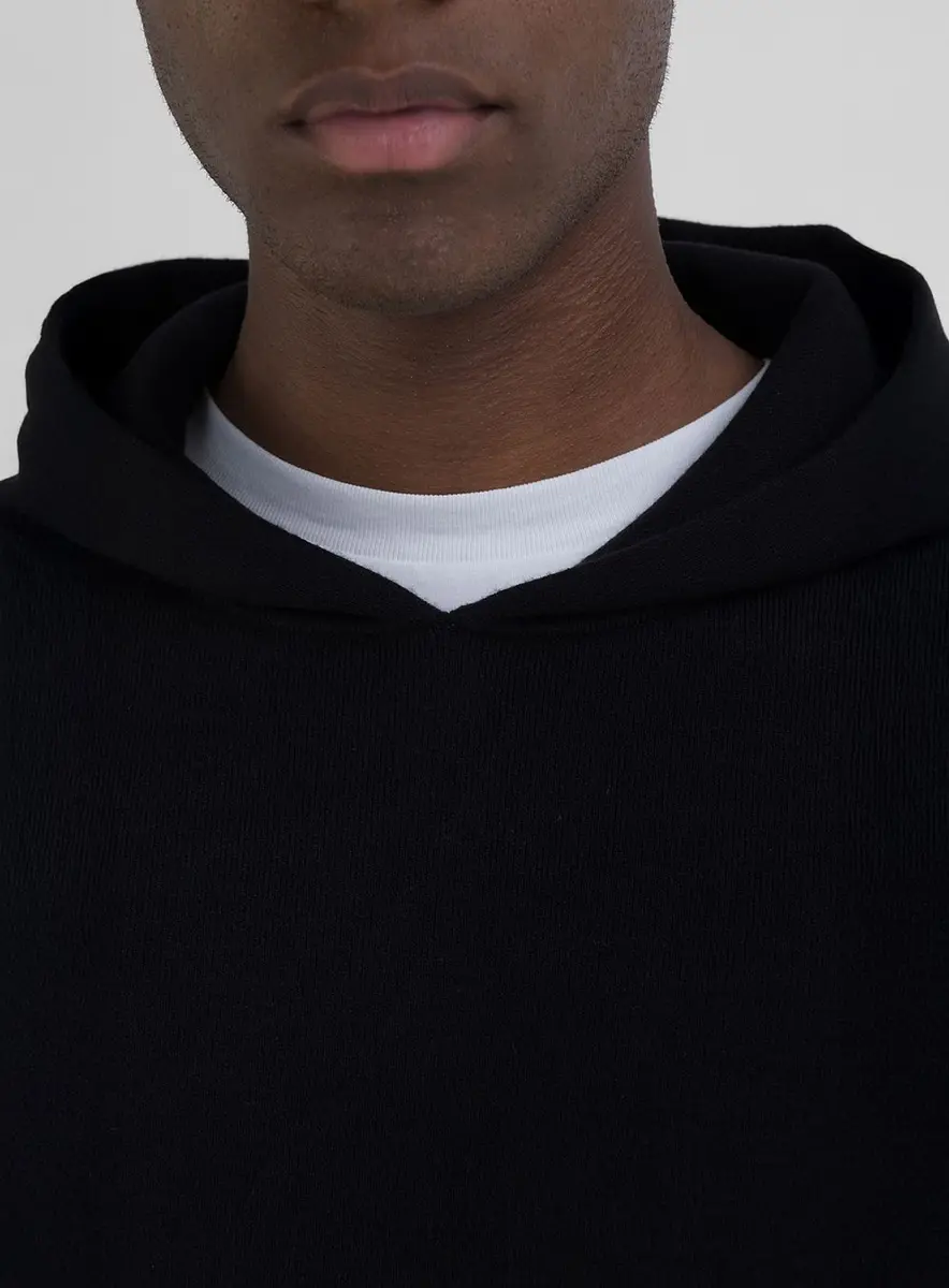 Suéter Masculino Básico Com Capuz Preto Lcecci