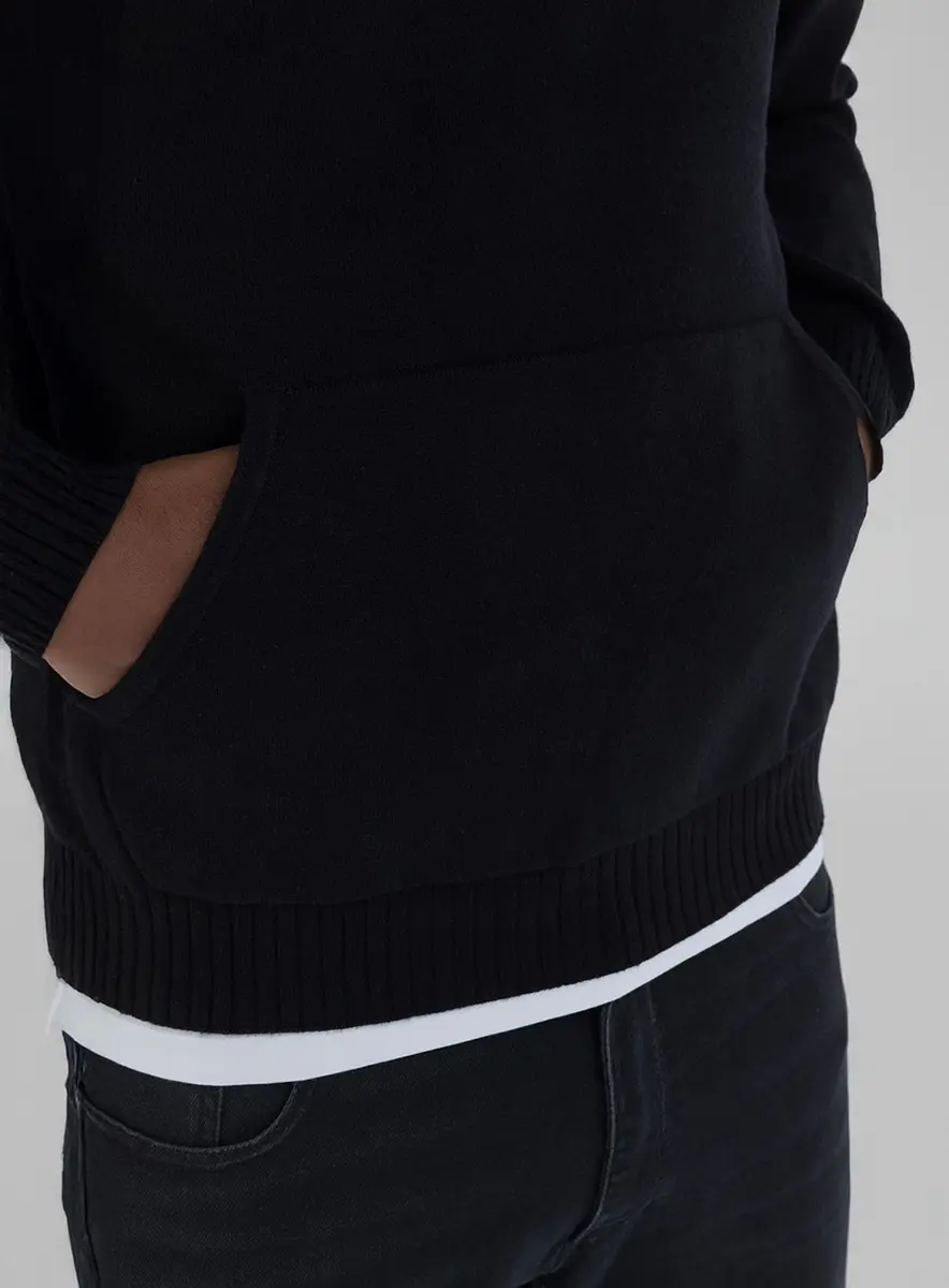 Suéter Masculino Básico Com Capuz Preto Lcecci