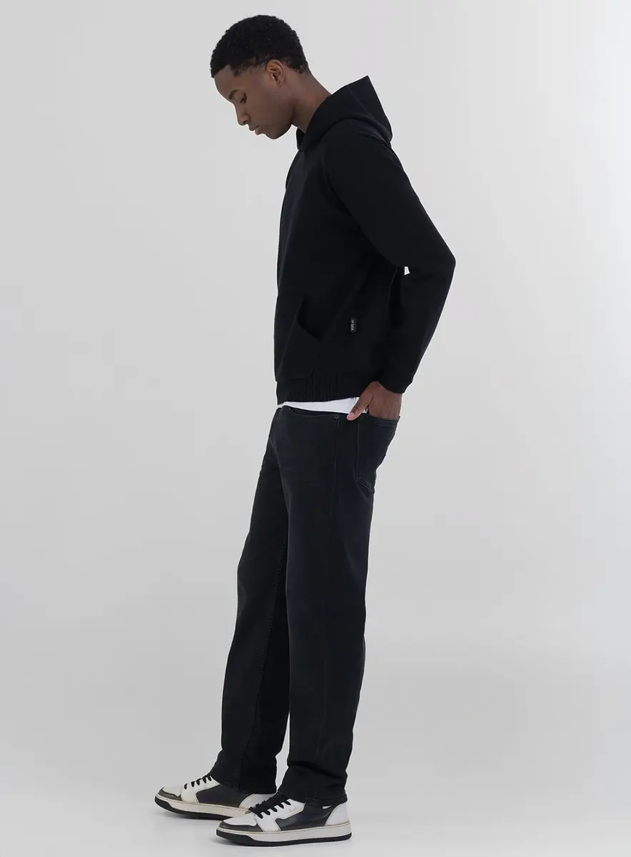 Suéter Masculino Básico Com Capuz Preto Lcecci