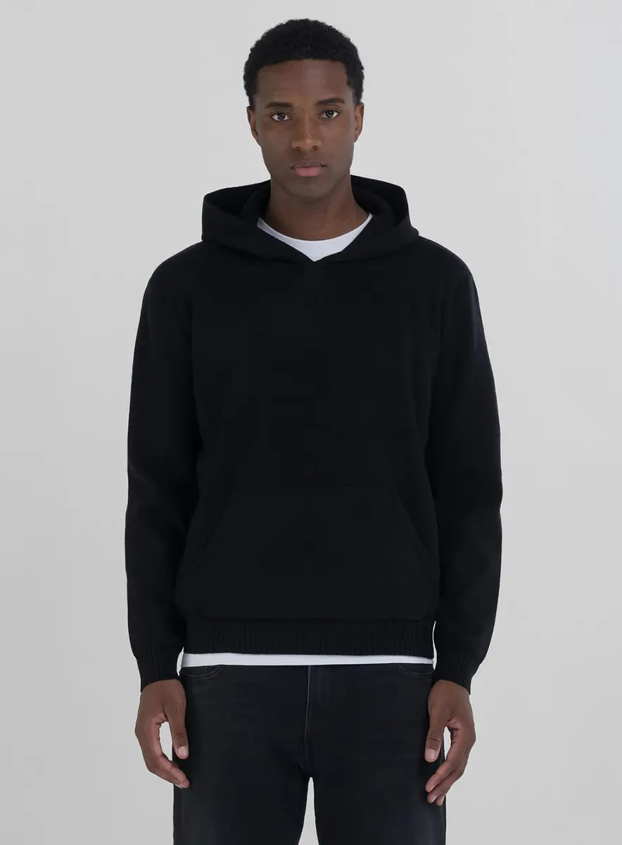 Suéter Masculino Básico Com Capuz Preto Lcecci