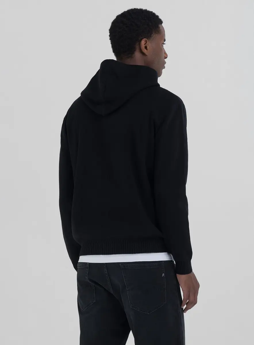 Suéter Masculino Básico Com Capuz Preto Lcecci