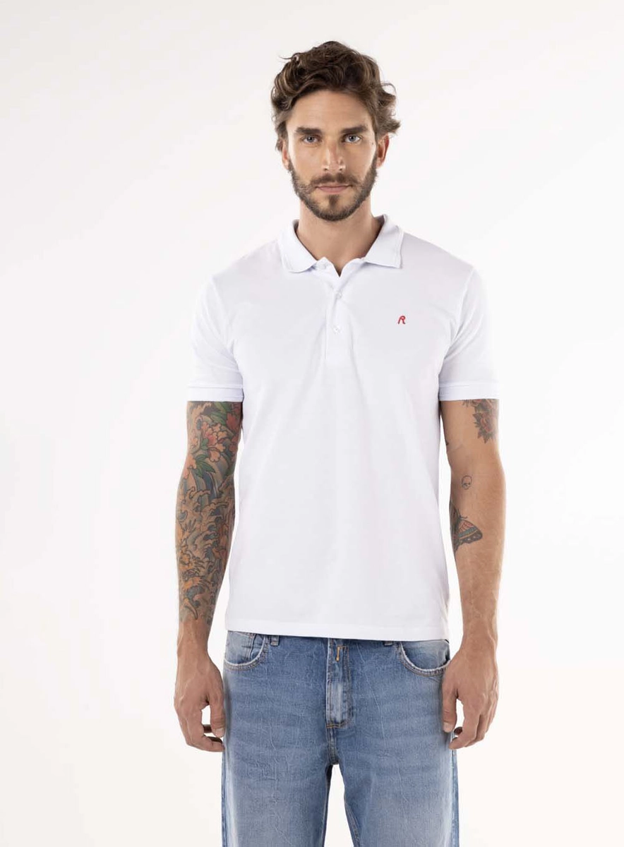Camisa Polo Masculina Slim Branco Replay