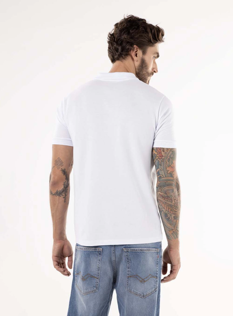 Camisa Polo Masculina Slim Branco Lcecci