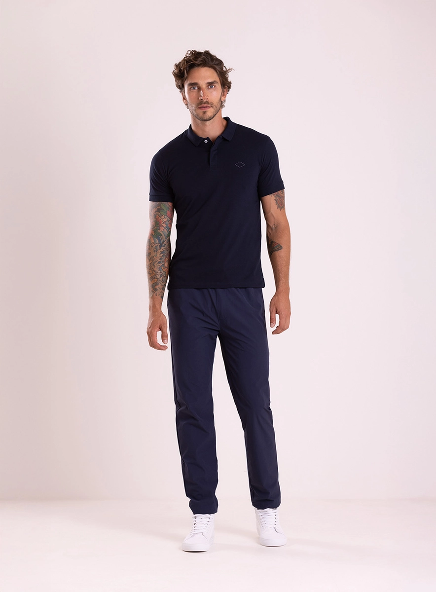 Camisa Polo Masculina Clássica Slim Pima Preto Lcecci