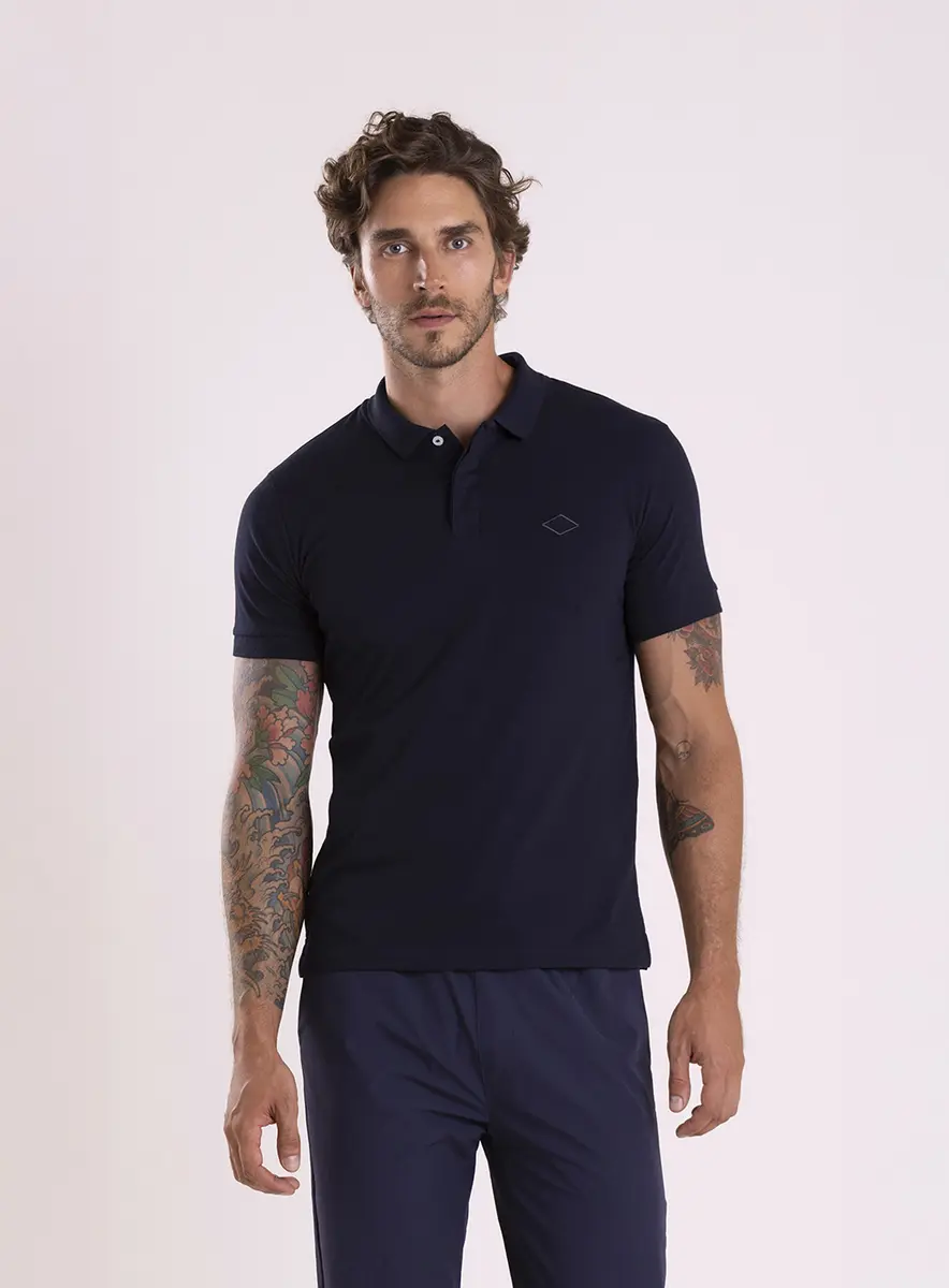 Camisa Polo Masculina Clássica Slim Pima Preto Lcecci