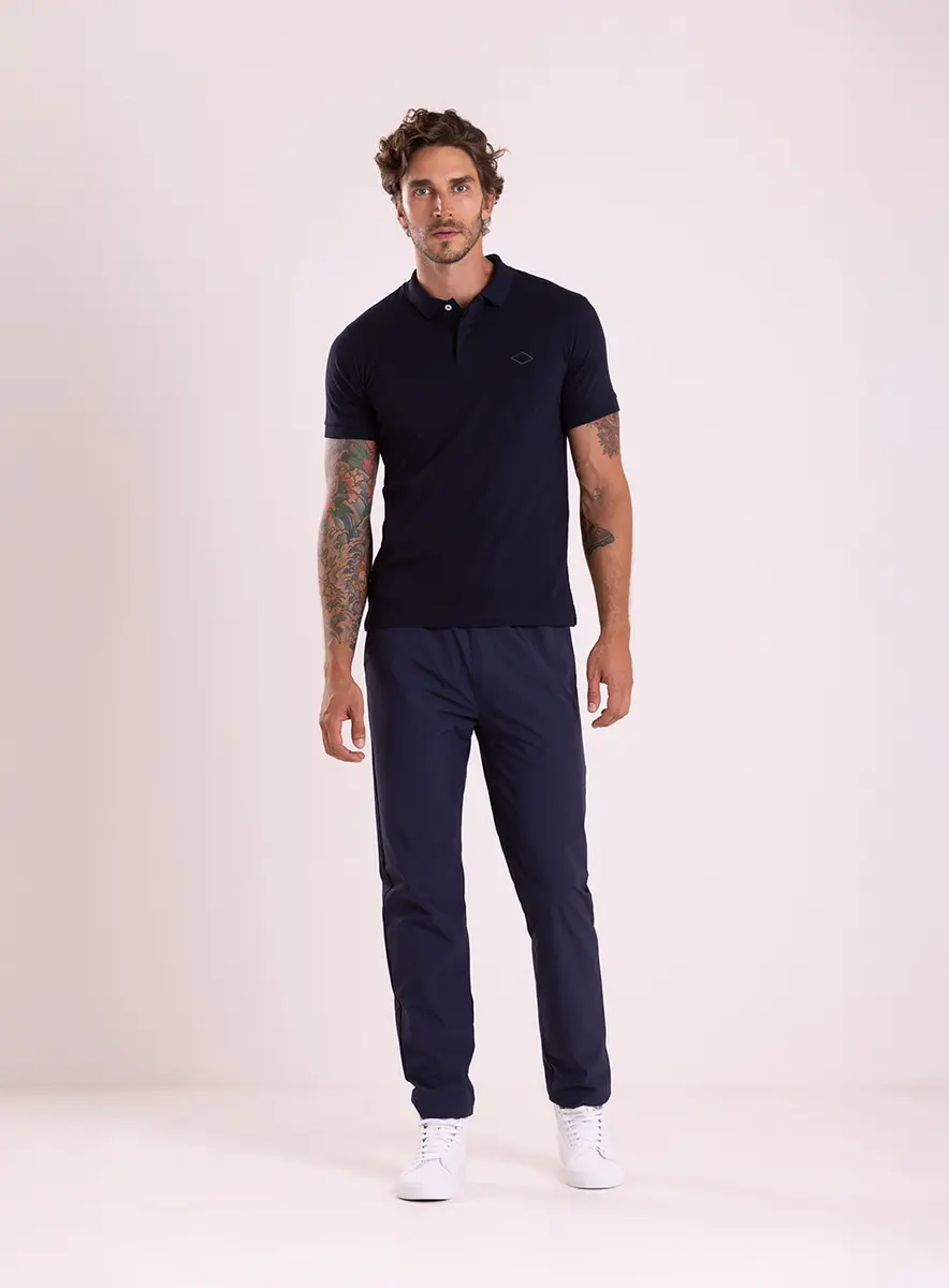 Camisa Polo Masculina Clássica Slim Pima Preto Lcecci