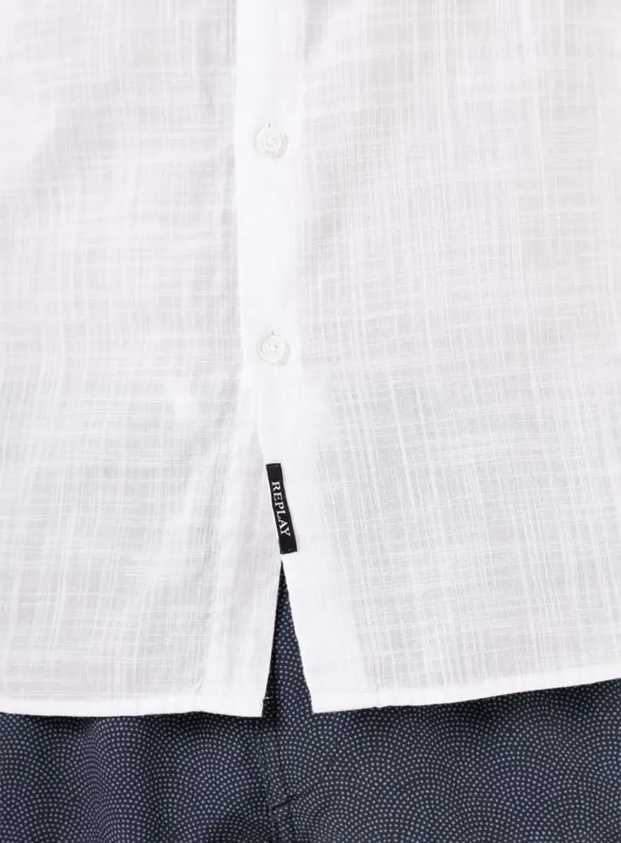 Camisa Slim Manga Longa Com Bordado Branco Lcecci