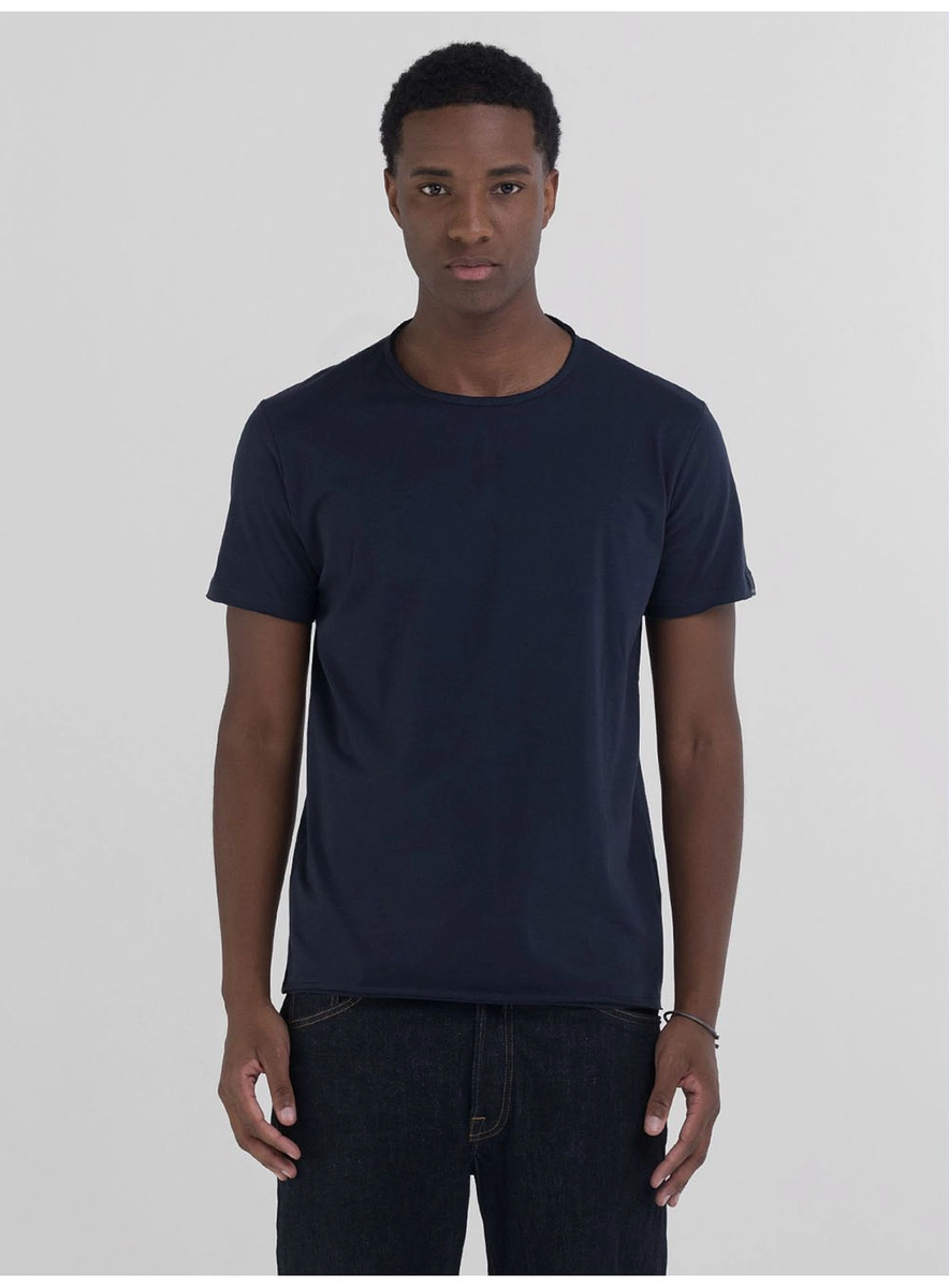 T-shirt Regular Com Barra À Fio Preto Replay