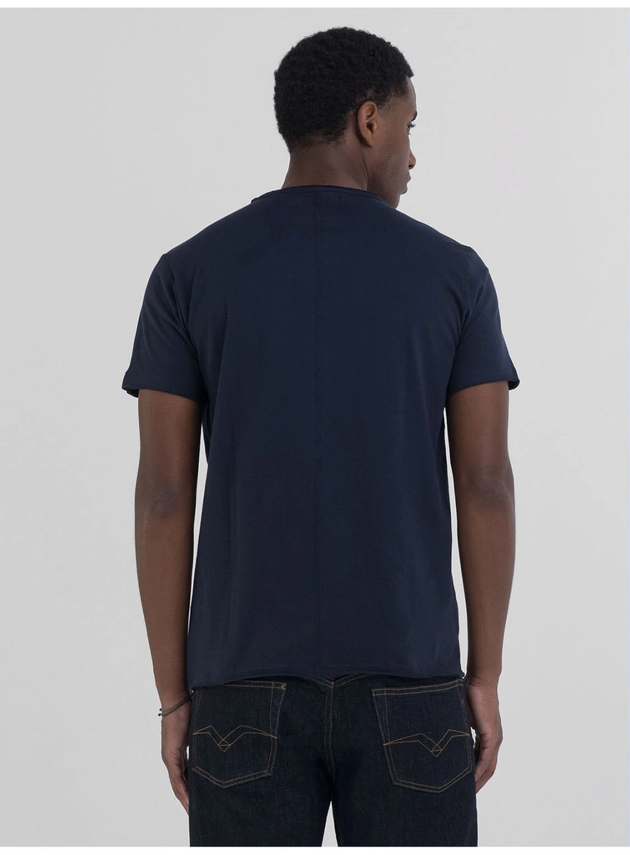 T-shirt Regular Com Barra À Fio Preto Replay