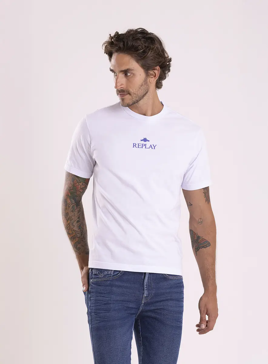 Camiseta Masculina Reta Com Estampa Em Logo Branco Lcecci