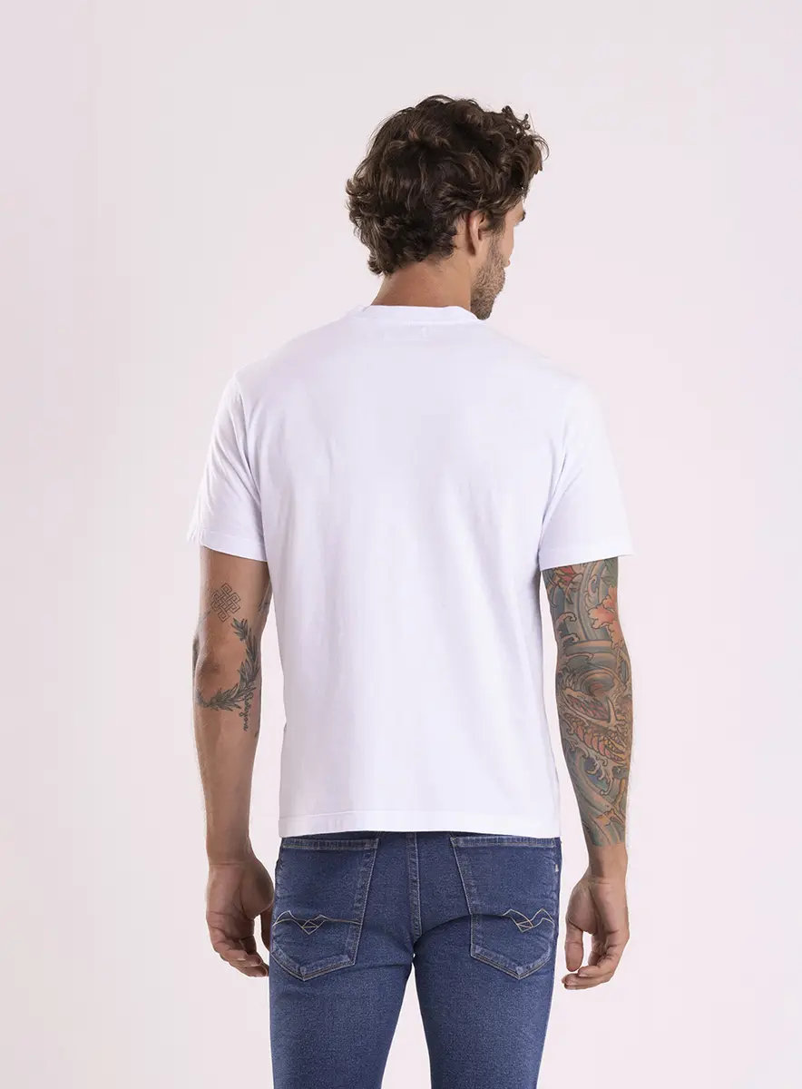 Camiseta Masculina Reta Com Estampa Em Logo Branco Lcecci