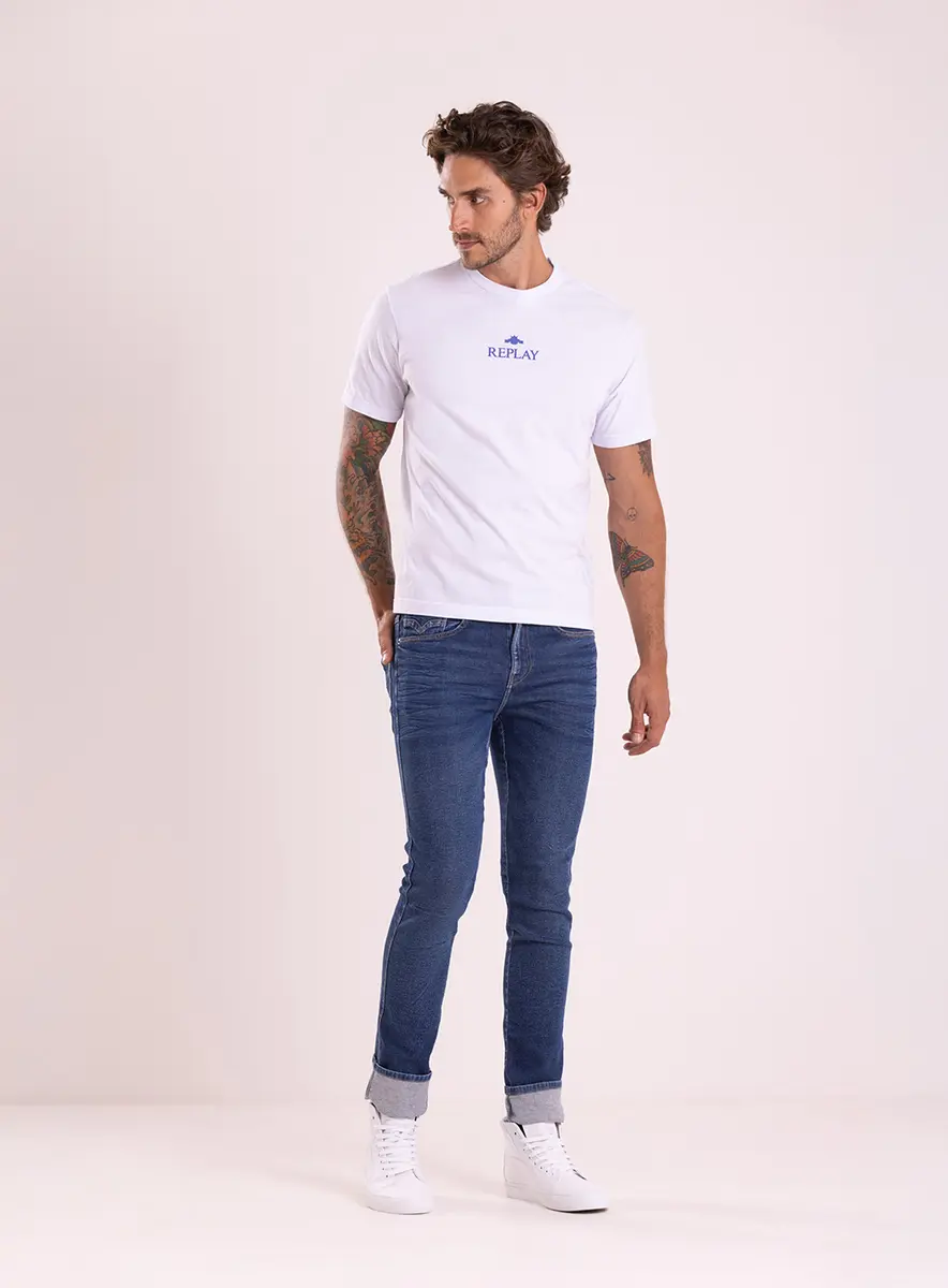 Camiseta Masculina Reta Com Estampa Em Logo Branco Lcecci