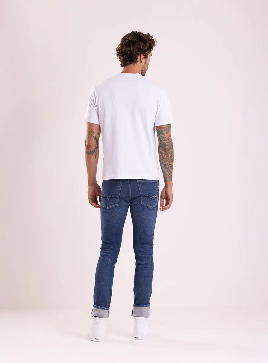 Camiseta Masculina Reta Com Estampa Em Logo Branco Lcecci