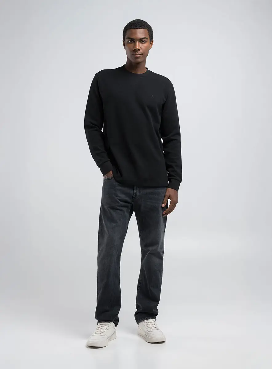 Camiseta Manga Longa Reta Replay Preto Lcecci