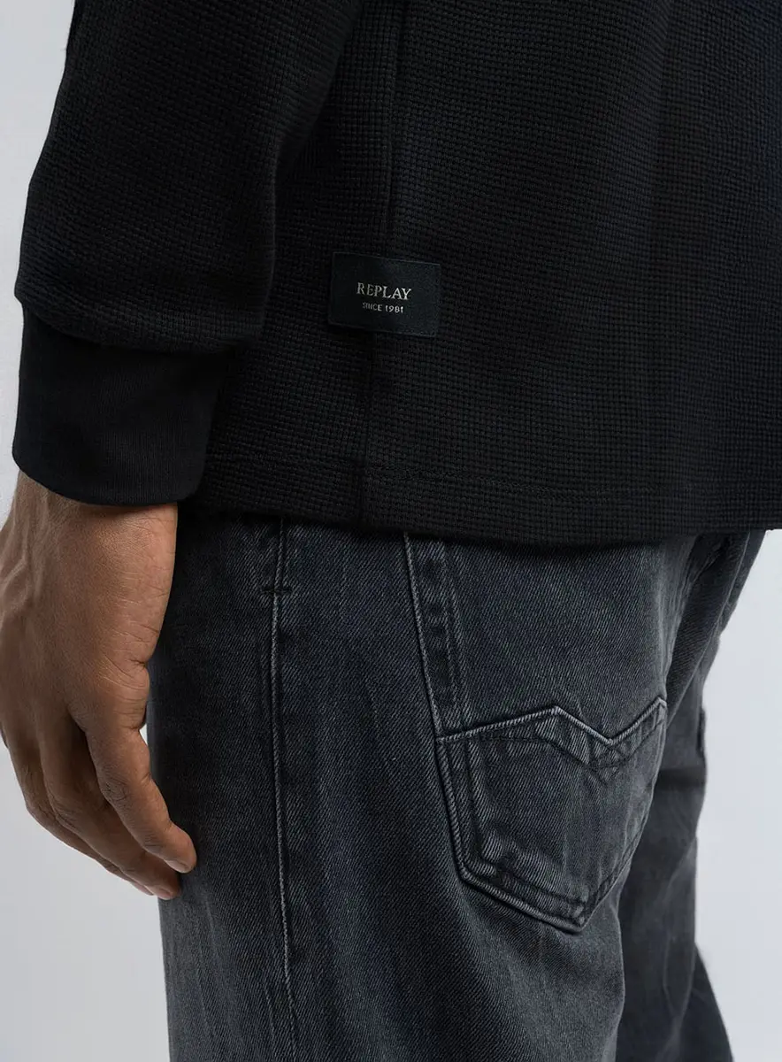 Camiseta Manga Longa Reta Replay Preto Lcecci