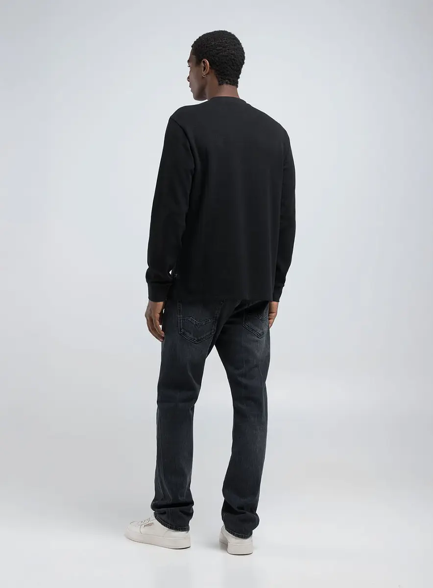 Camiseta Manga Longa Reta Replay Preto Lcecci