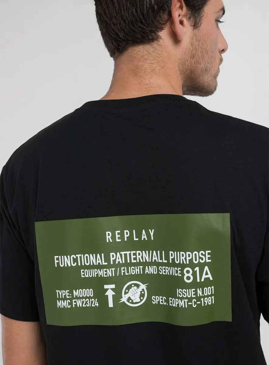 Camiseta Masculina Manga Curta Estampa Costas Preto Lcecci