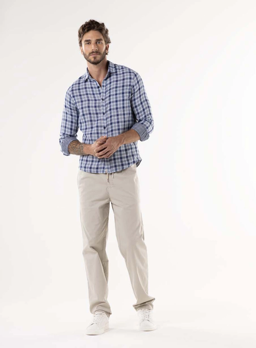 Camisa Xadrez Índigo Manga Longa Estampados Lcecci