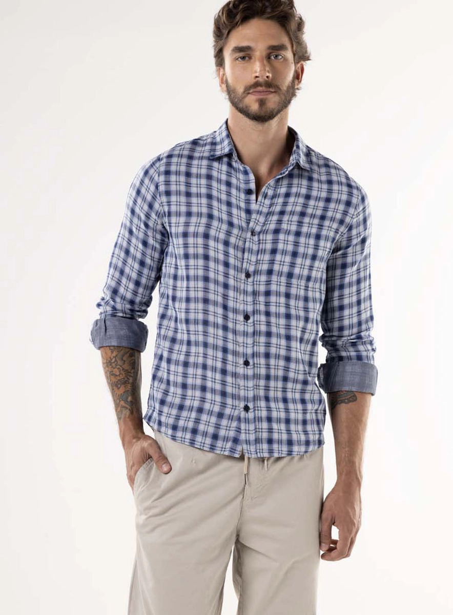 Camisa Xadrez Índigo Manga Longa Estampados Lcecci