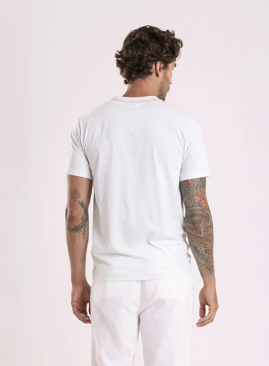 T-shirt Mescla Color Com Bordado Branco Lcecci