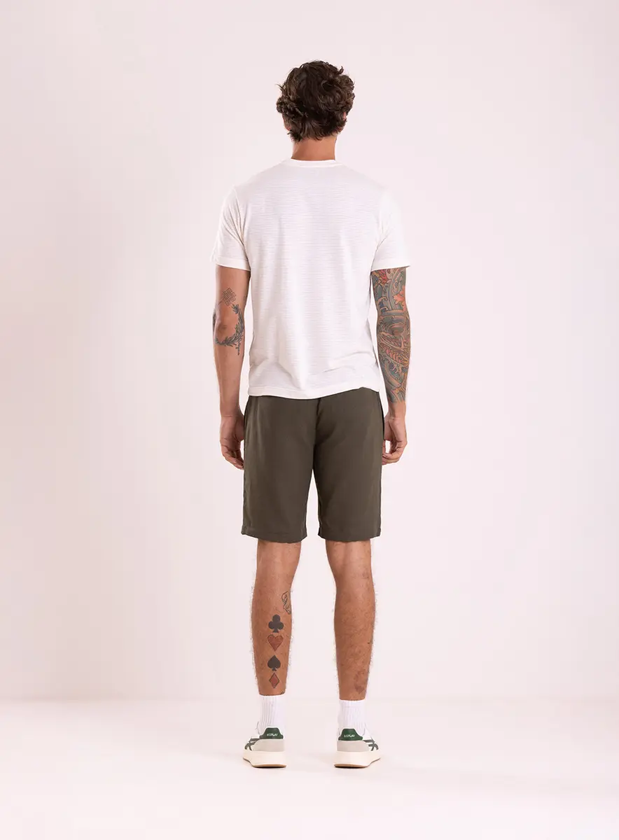 T-shirt Regular Listrada Com Bordado Bege Lcecci