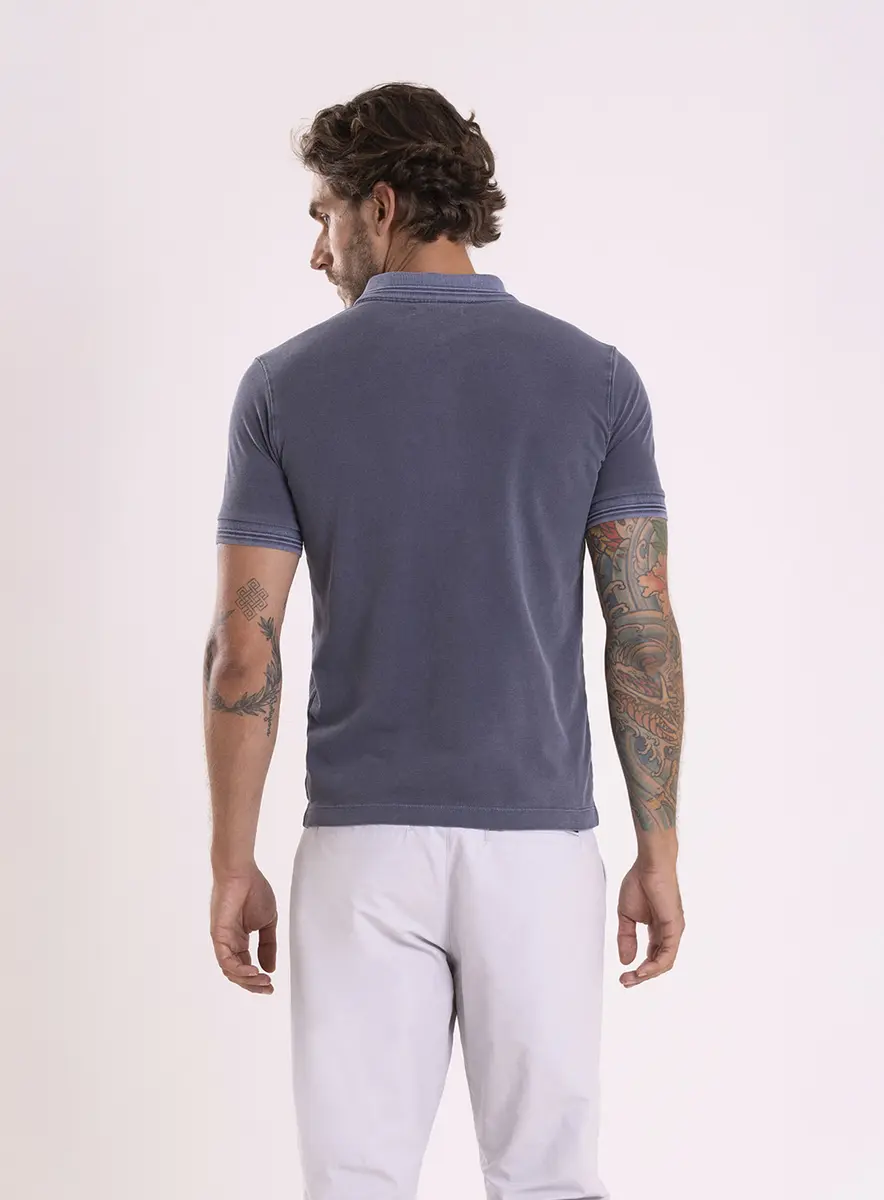 Camisa Polo Iconic Piquet Azul Teal Replay