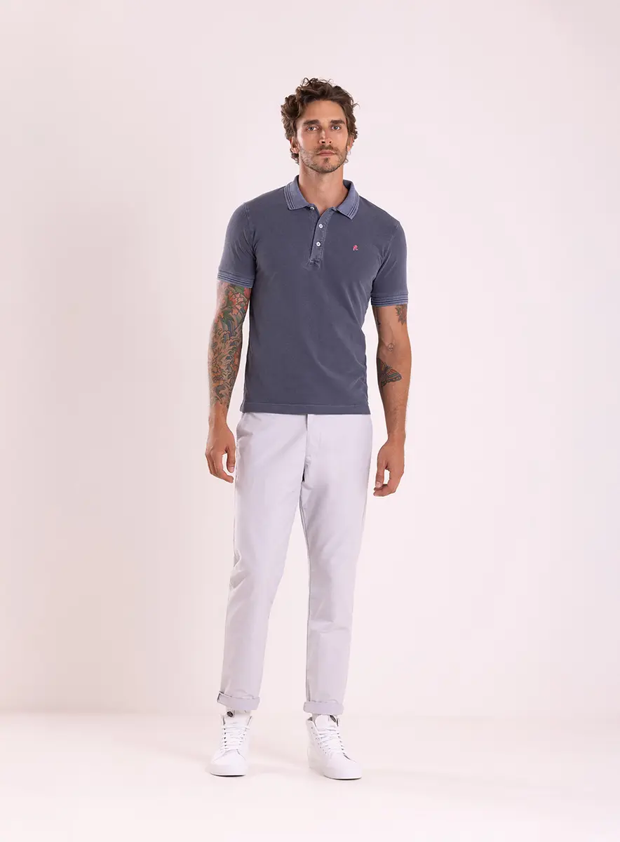 Camisa Polo Iconic Piquet Azul Teal Lcecci